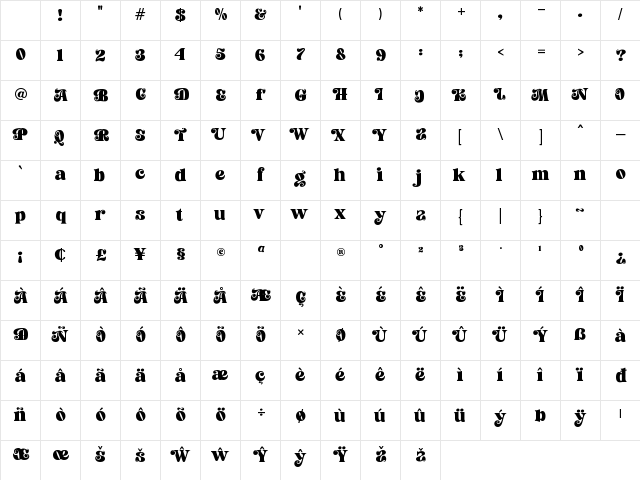 City Mango Regular Character Map City Mango Regular Character Map