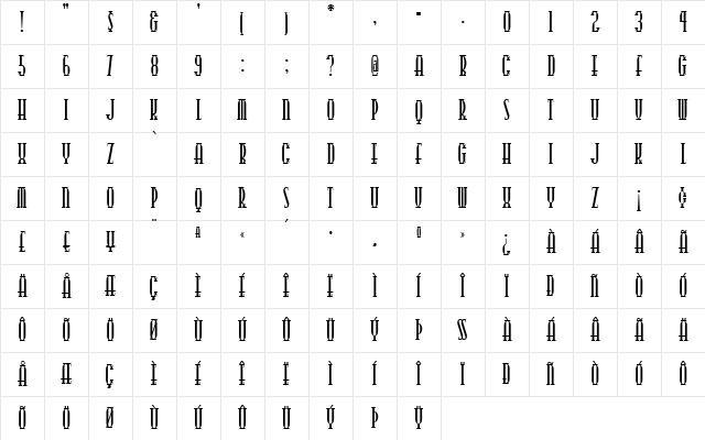 CitySlicker Regular Character Map CitySlicker Regular Character Map