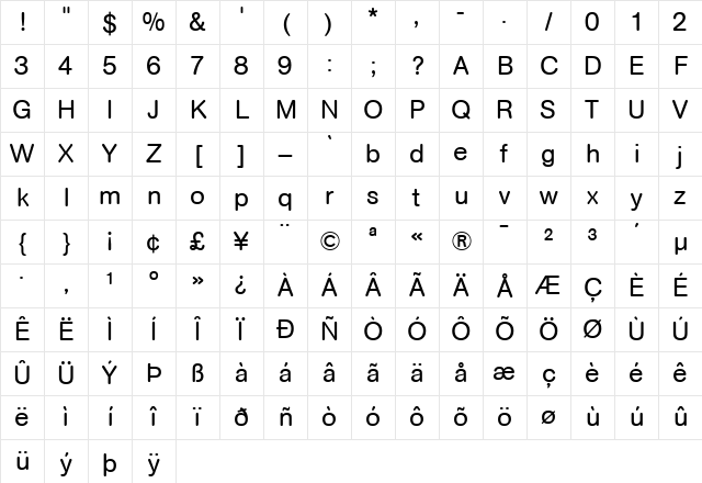 AGRounded-Book Book Character Map