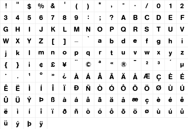 AGRoundedMedium-Book Book Character Map
