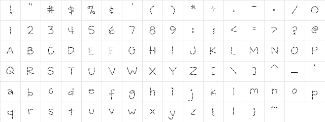 CK Quick Stitch Regular Character Map
