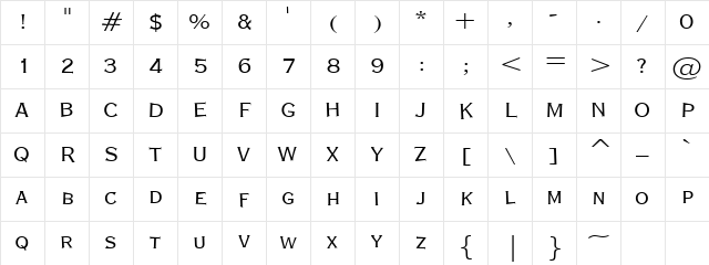 CK Regal Regular Character Map CK Regal Regular Character Map