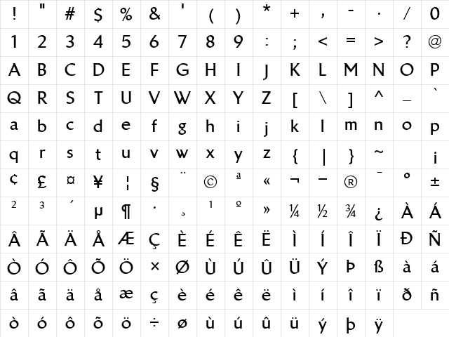 LTBrewery Light Bold Character Map LTBrewery Light Bold Character Map