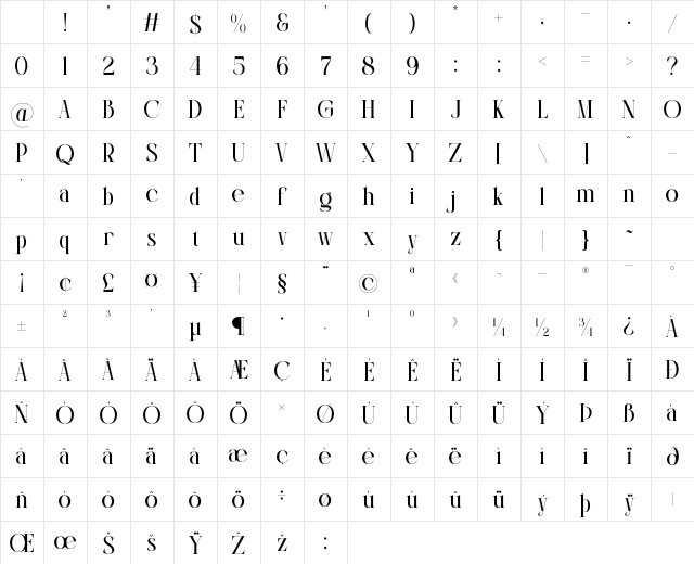 Clamoe Regular Character Map