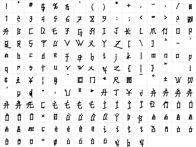 Konfuciuz Fat Regular Character Map