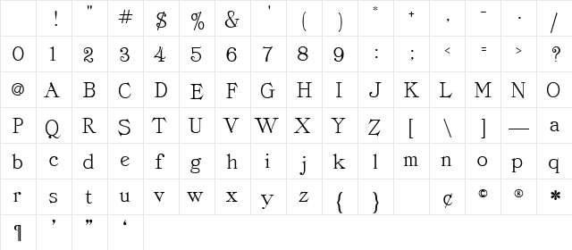 Classica Regular Character Map