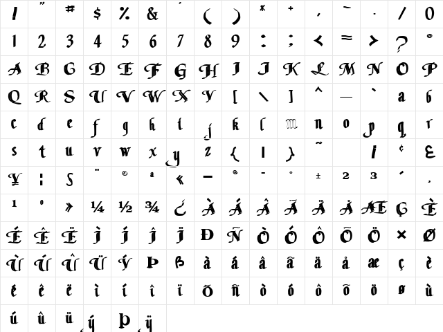 ClassicFont104 Bold Character Map