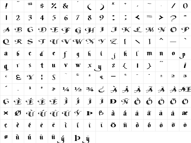 ClassicFont104 Regular Character Map ClassicFont104 Regular Character Map