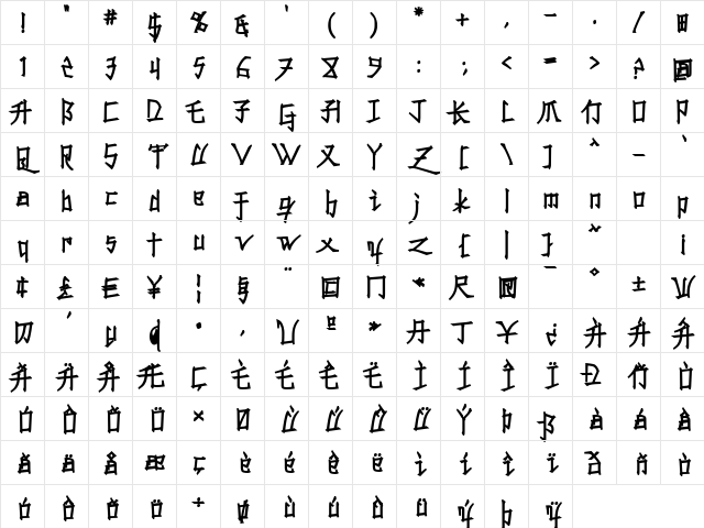 Konfuciuz Fat Regular Character Map