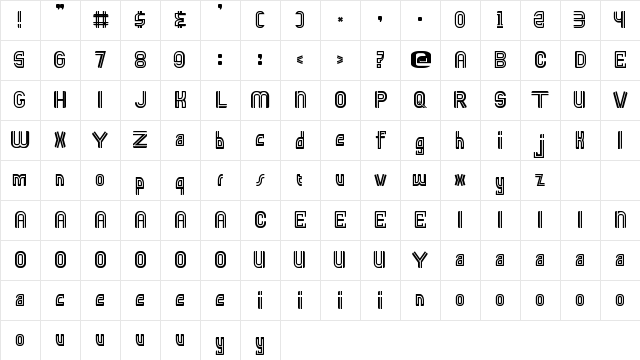 Ahwa Hasyu Regular Character Map