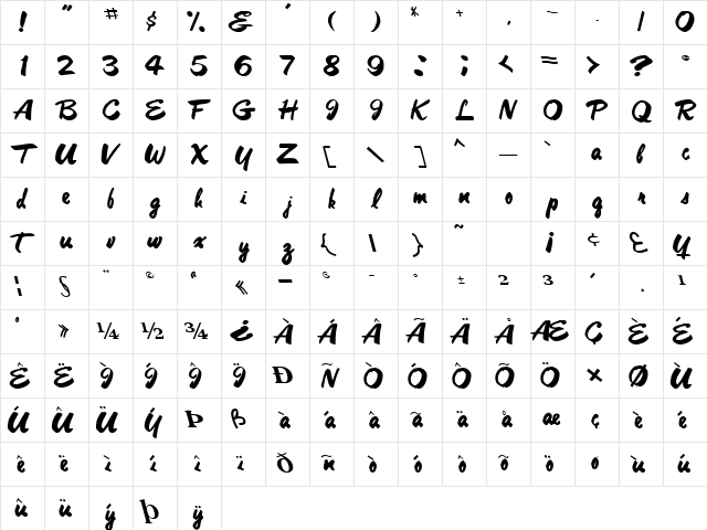 CleanCut56 Regular Character Map