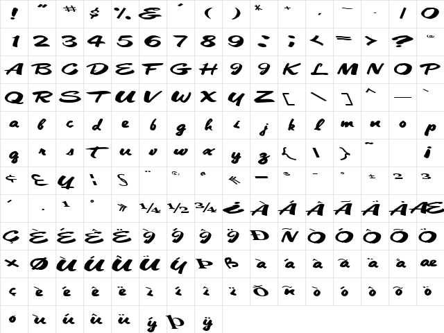 CleanCut56 Regular Character Map