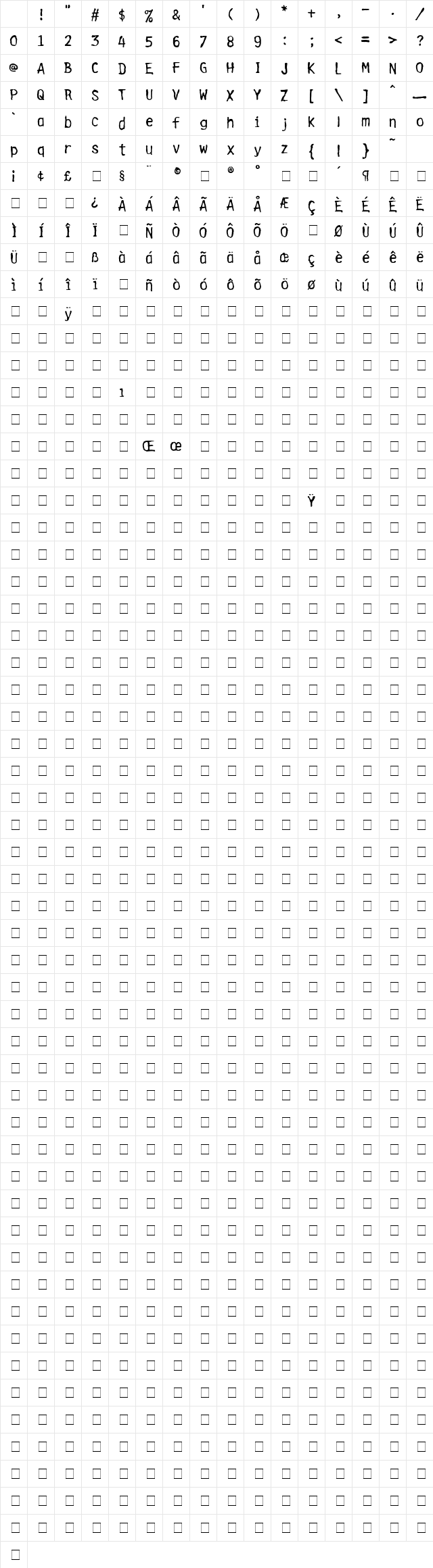 Cleanhouse Medium Character Map Cleanhouse Medium Character Map