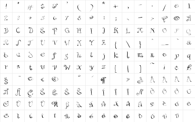 AIChaoTiqua Regular Character Map