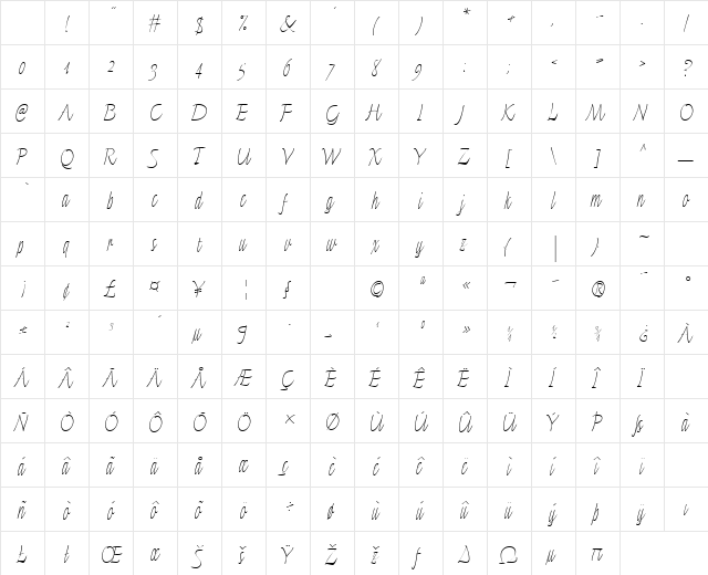 LTFinerliner Micro Regular Character Map LTFinerliner Micro Regular Character Map
