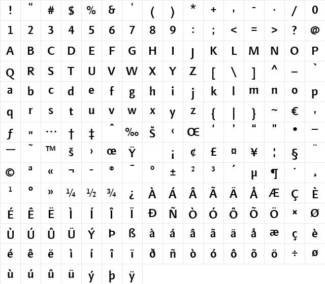 LTFinnegan Medium Regular Character Map LTFinnegan Medium Regular Character Map