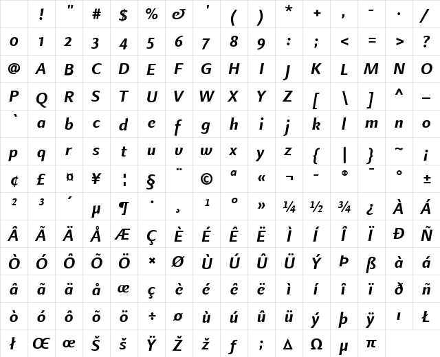 LTFinnegan OsF Regular Bold Italic Character Map LTFinnegan OsF Regular Bold Italic Character Map