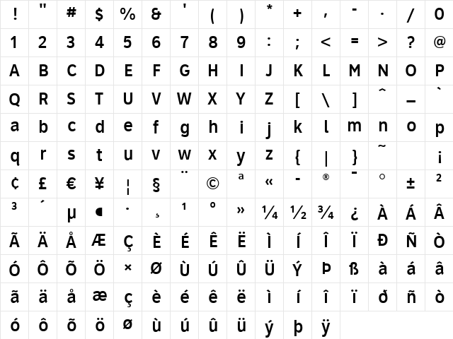 ClearviewHwy-4-W Regular Character Map ClearviewHwy-4-W Regular Character Map