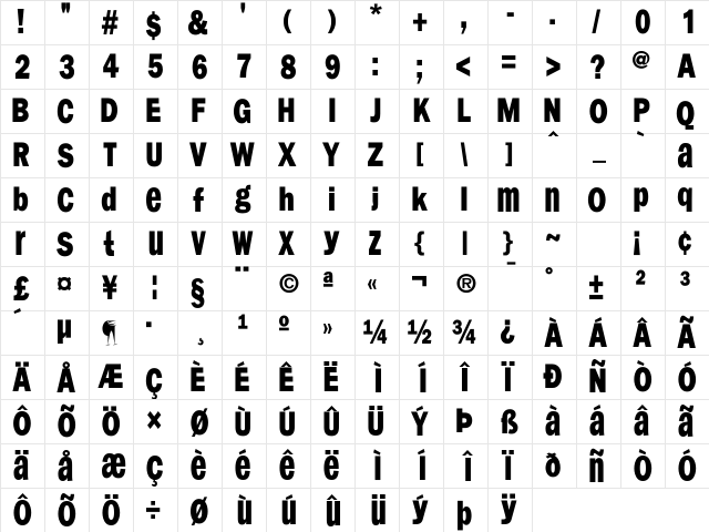 AIFranklySpoken Regular Character Map