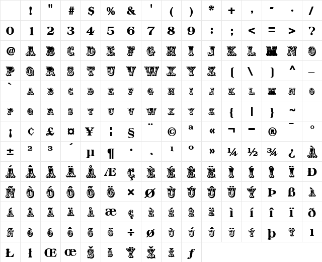 ClowningWayText Bold Character Map ClowningWayText Bold Character Map