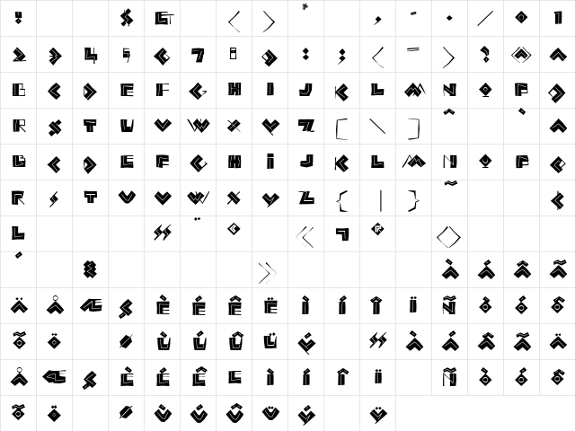 AIIdeoRoughInline Regular Character Map