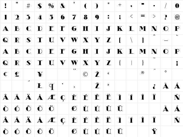 Clyde Regular Character Map