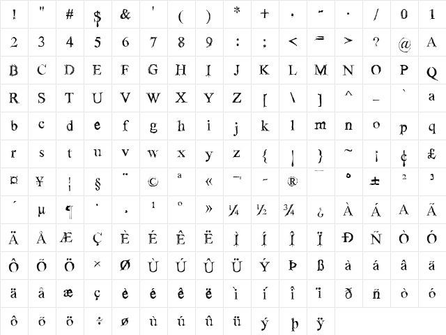 !Sketchy Times Bold Character Map