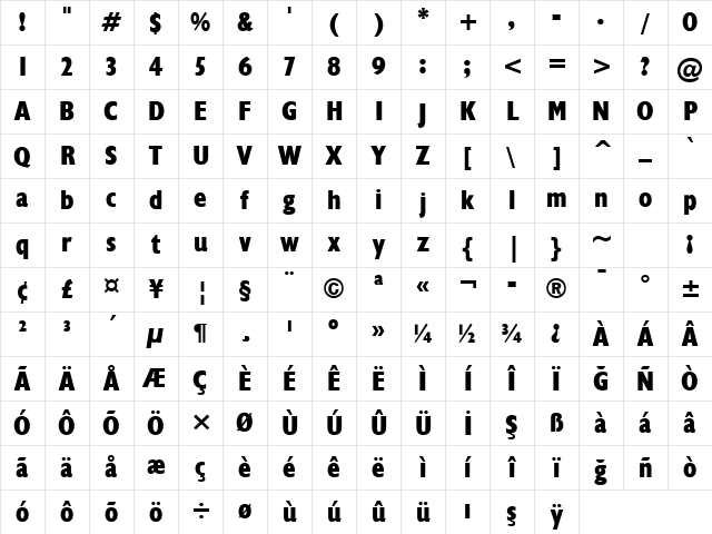 101! Chalice Regular Character Map