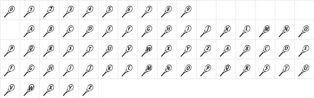 101! Tennis Club Regular Character Map