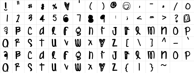 2Peas DW Oh Baby! Regular Character Map