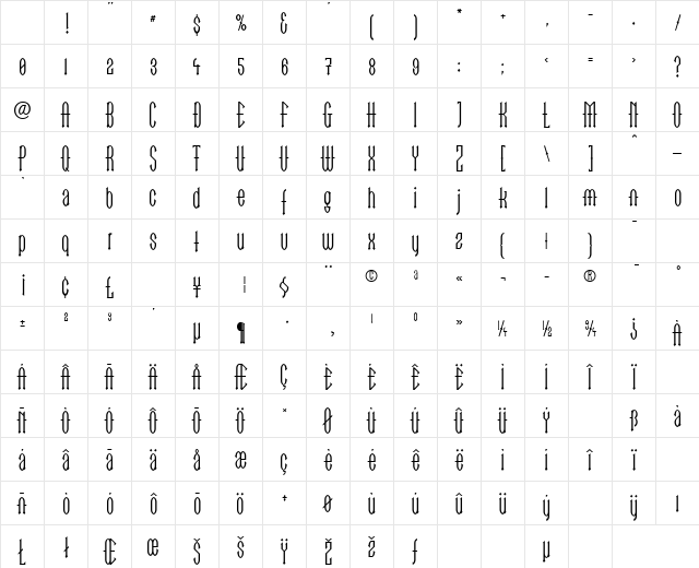 LTGoTekk Medium Regular Character Map