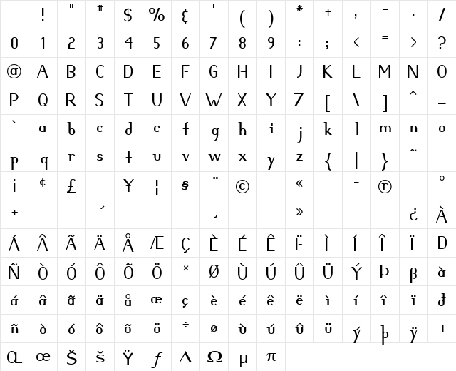 Hellobello Regular Character Map Hellobello Regular Character Map