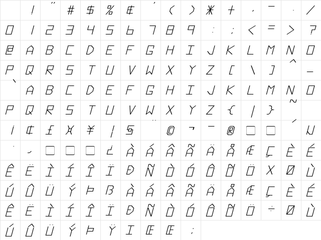 Oultra Regular Character Map Oultra Regular Character Map