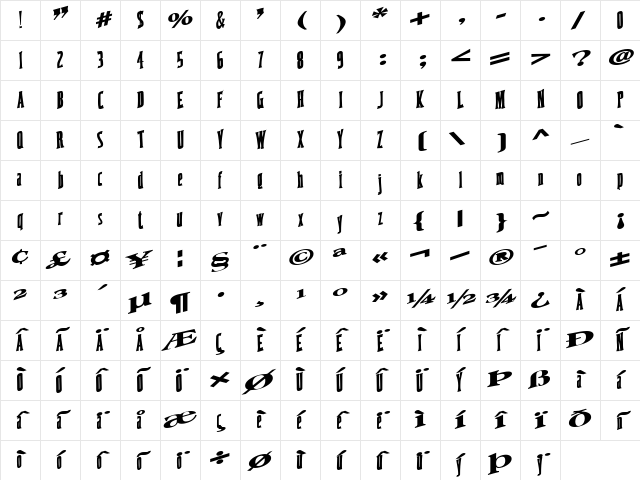 CoastWise67 Bold Character Map