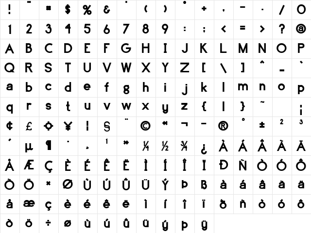 CobellSSK Bold Character Map
