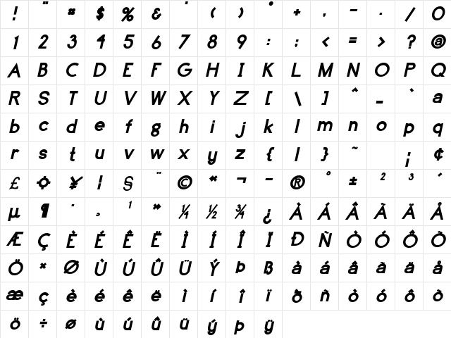 CobellSSK BoldItalic Character Map