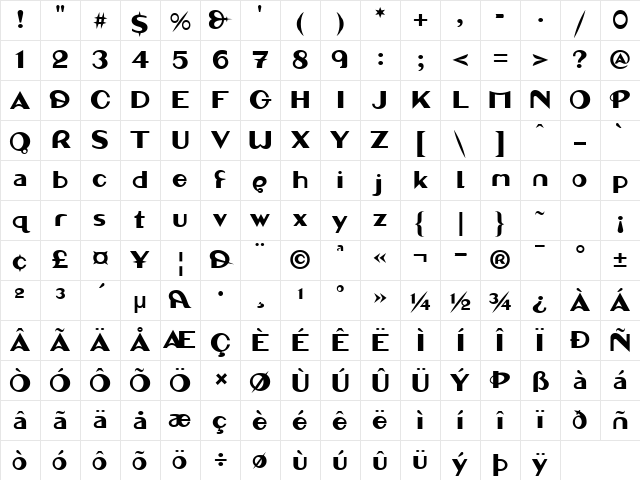 LTMarcuSan Regular Character Map