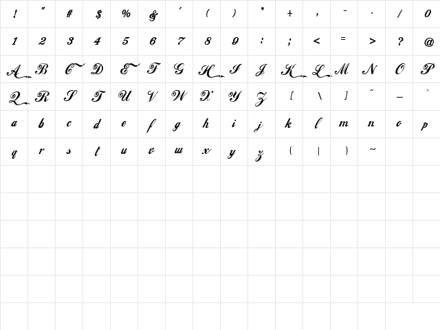 Coca Cola ii Regular Character Map