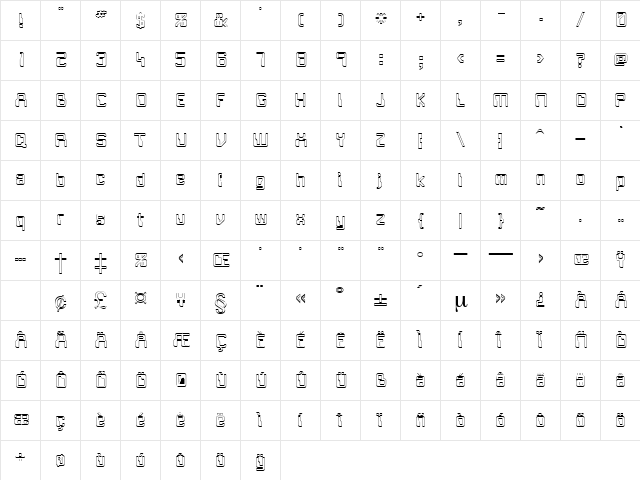 CockpitOpen Regular Character Map