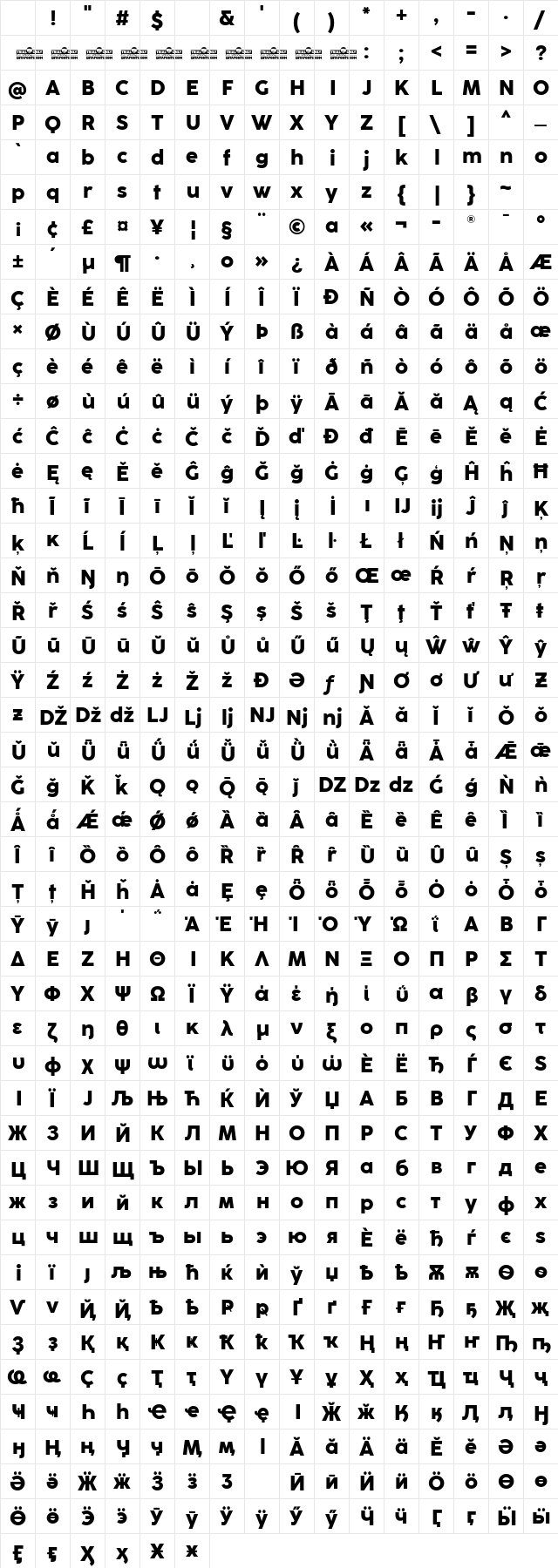 CocoSharp Trial Extrabold Character Map CocoSharp Trial Extrabold Character Map