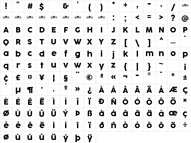 CocogooseProTrial Regular Character Map