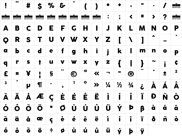 Coco Gothic Heavy Regular Character Map