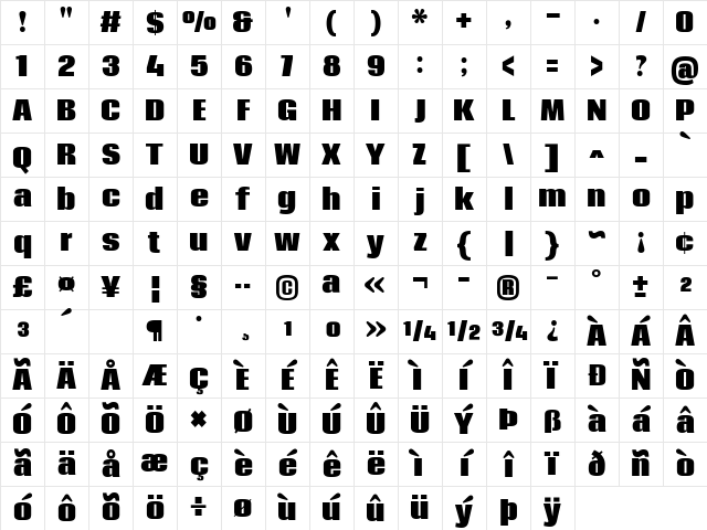 Coda Heavy Character Map