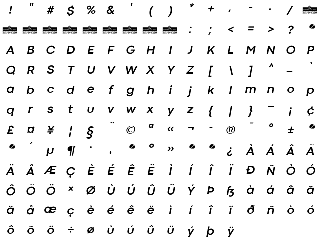 Codec Cold Bold Italic Character Map