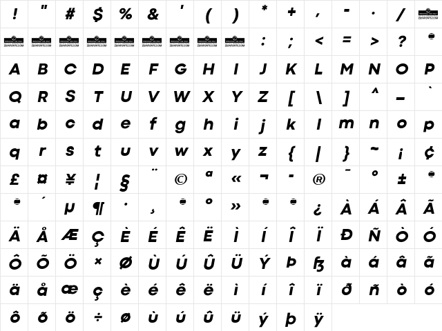 Codec Cold ExtraBold Italic Character Map