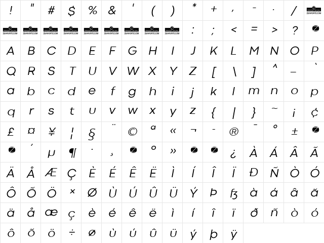 Codec Cold News Italic Character Map