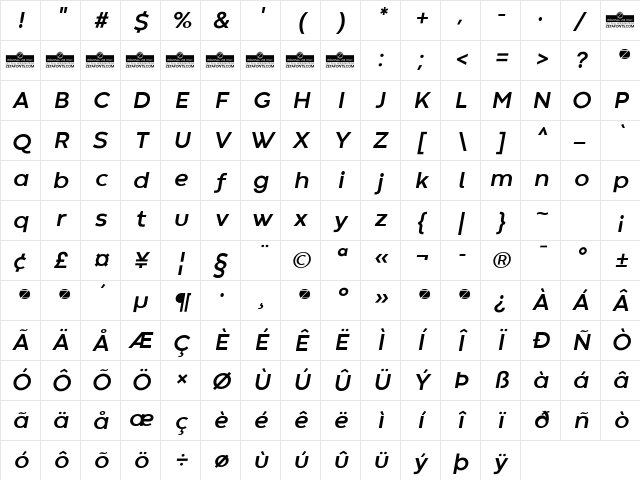 Codec Warm Trial Bold Italic Character Map