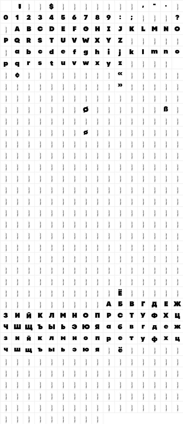 Code Next-Trial Black Regular Character Map Code Next-Trial Black Regular Character Map