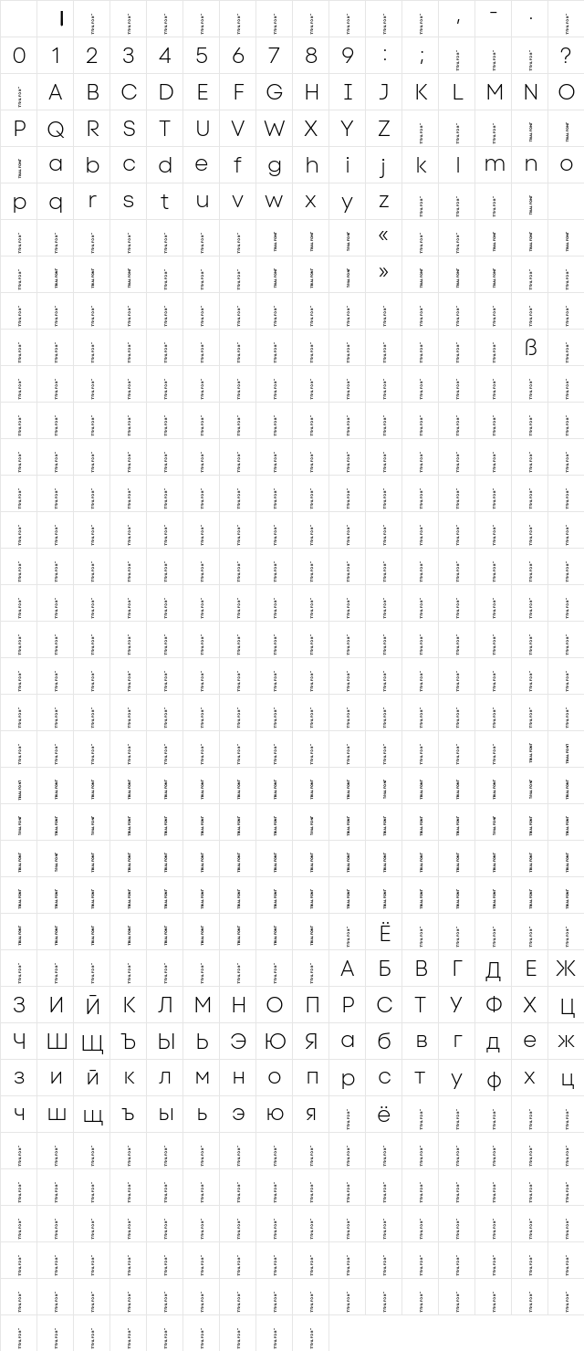 Code Next-Trial Light Regular Character Map Code Next-Trial Light Regular Character Map