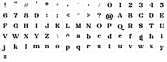 Codigra Regular Character Map